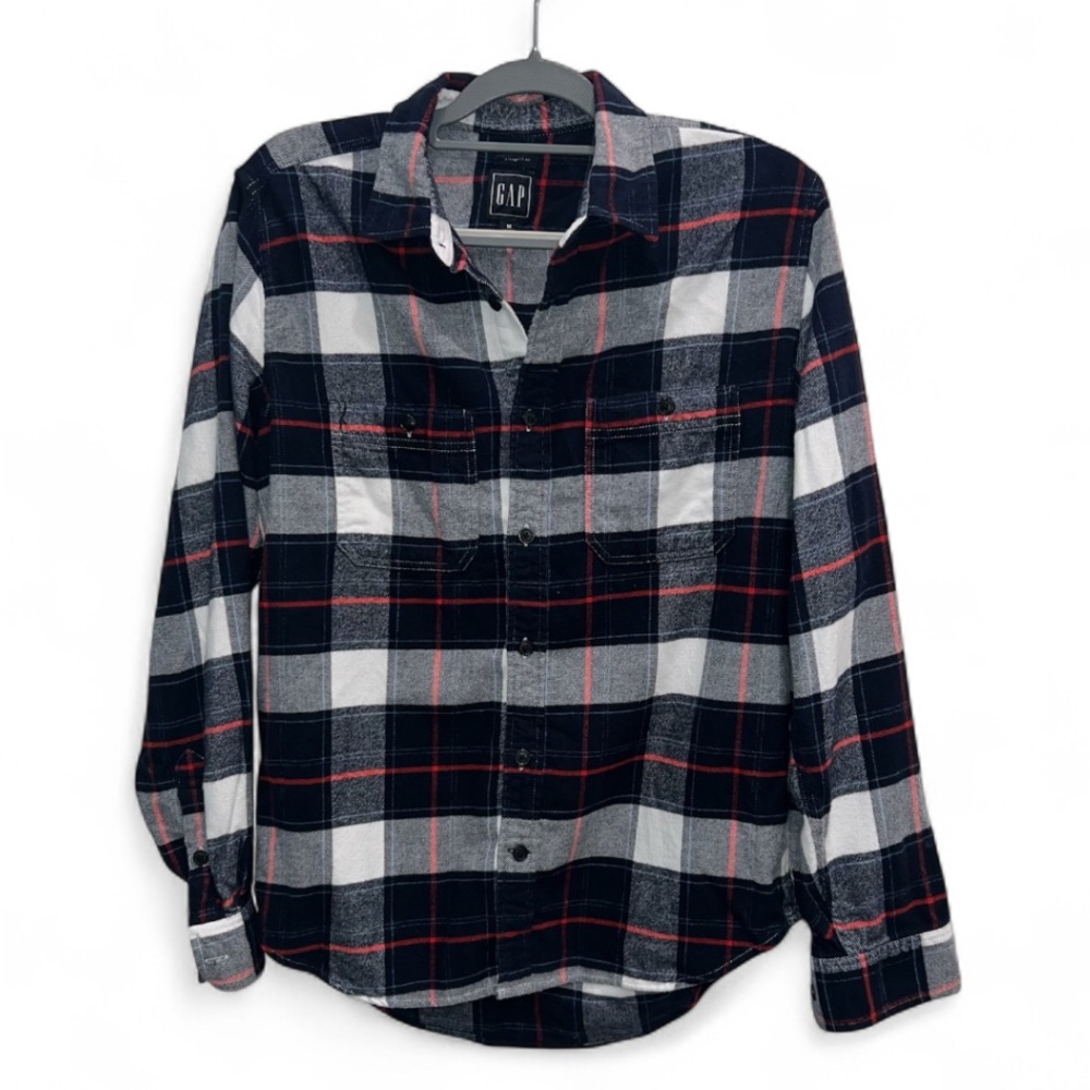 GAP Men’s Flannel Button Down Plaid Shirt Size Medium Standard Fit
